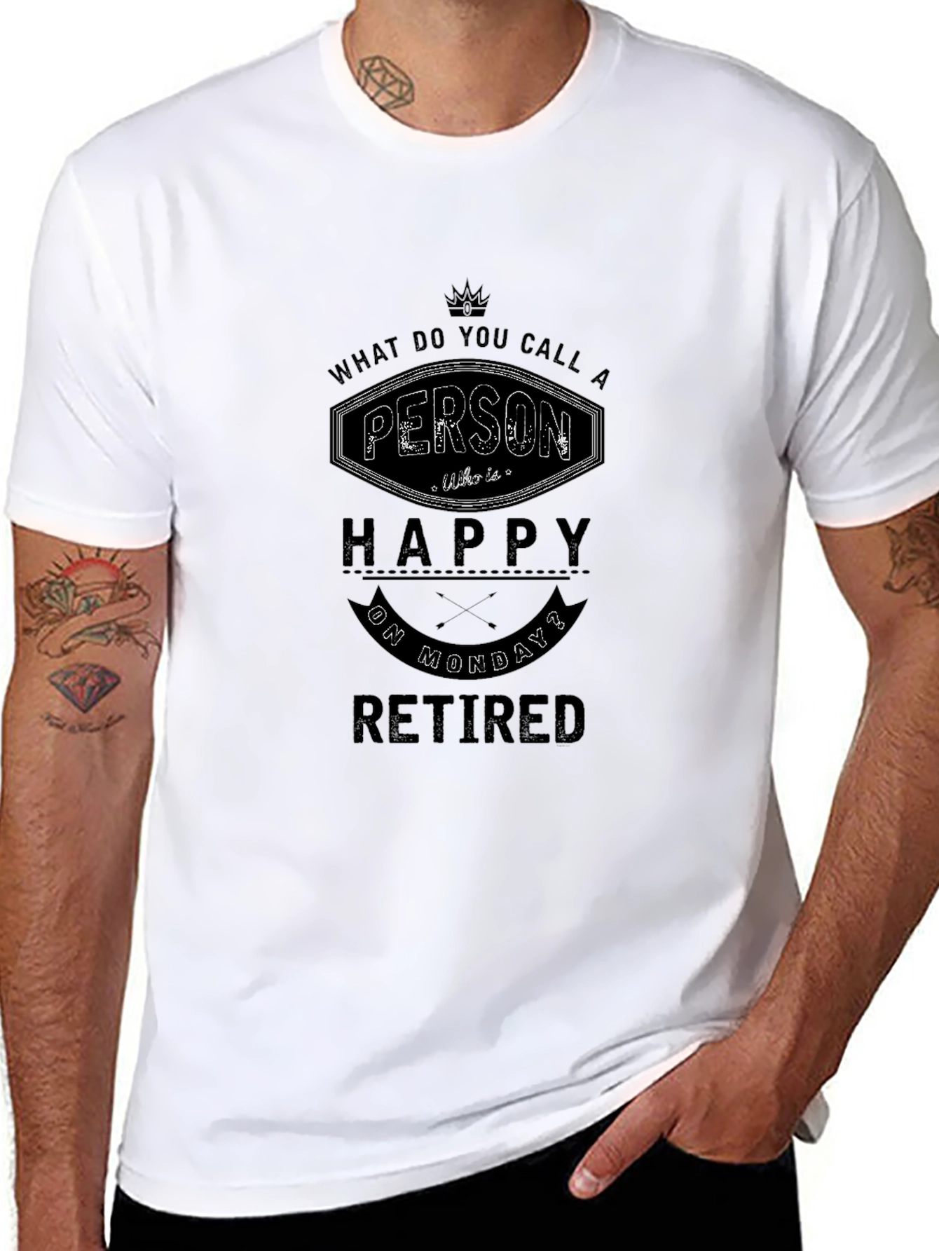 Retired Happy Monday Graphic Tee - Black