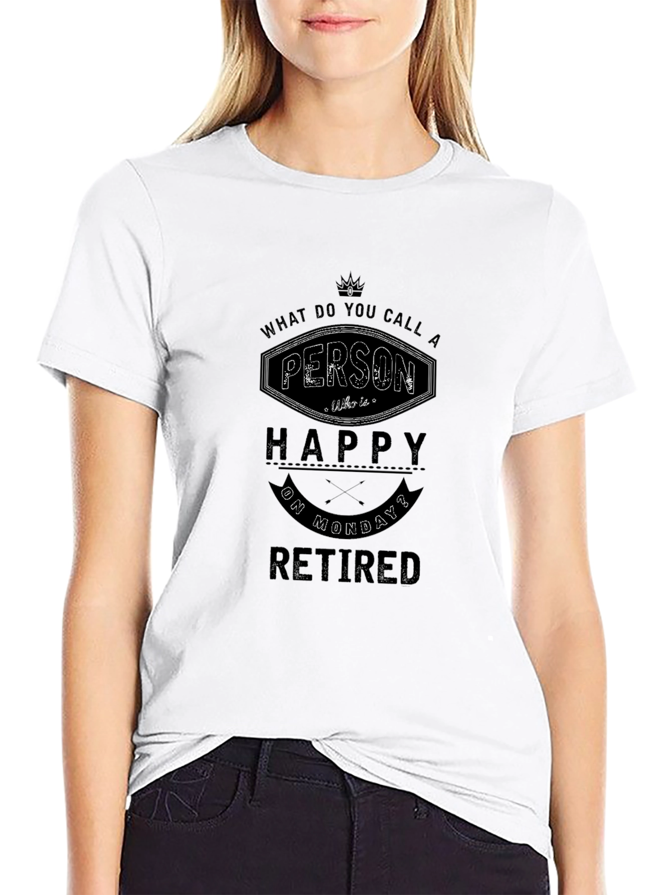 Retired Happy Monday Graphic Tee - Black