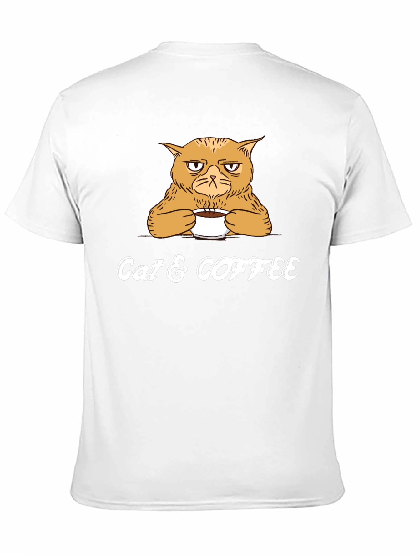 Cat & Coffee Graphic Tee - Mens Black T-Shirt