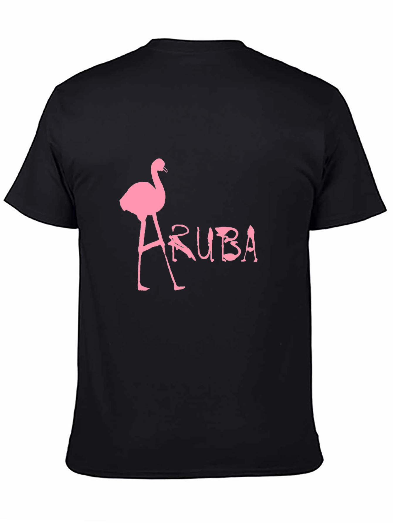 Aruba Flamingo Graphic Tee - Black Cotton T-Shirt