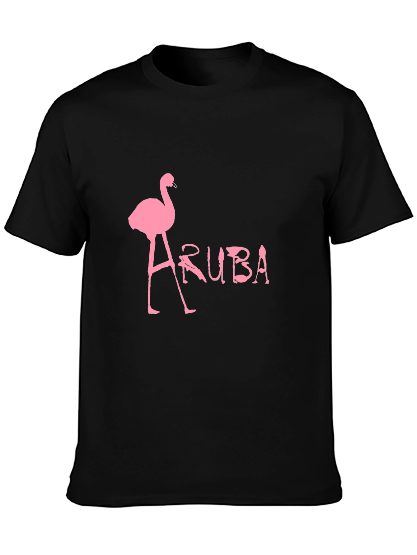 Aruba Flamingo Graphic Tee - Black Cotton T-Shirt