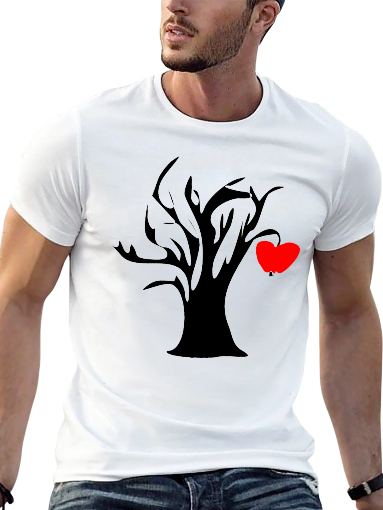 Tree of Hearts Graphic Black Tee - Unique Style