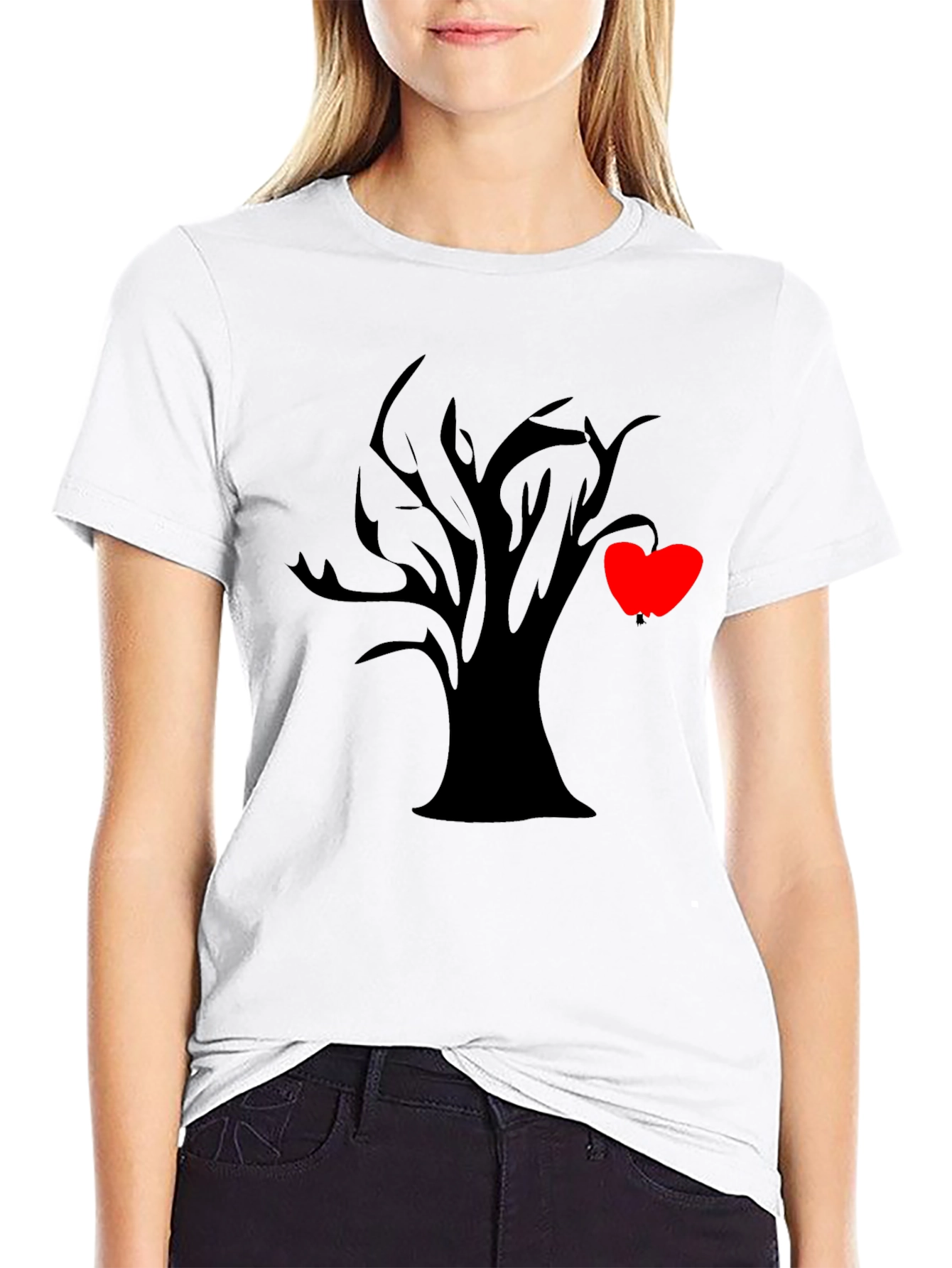 Tree of Hearts Graphic Black Tee - Unique Style