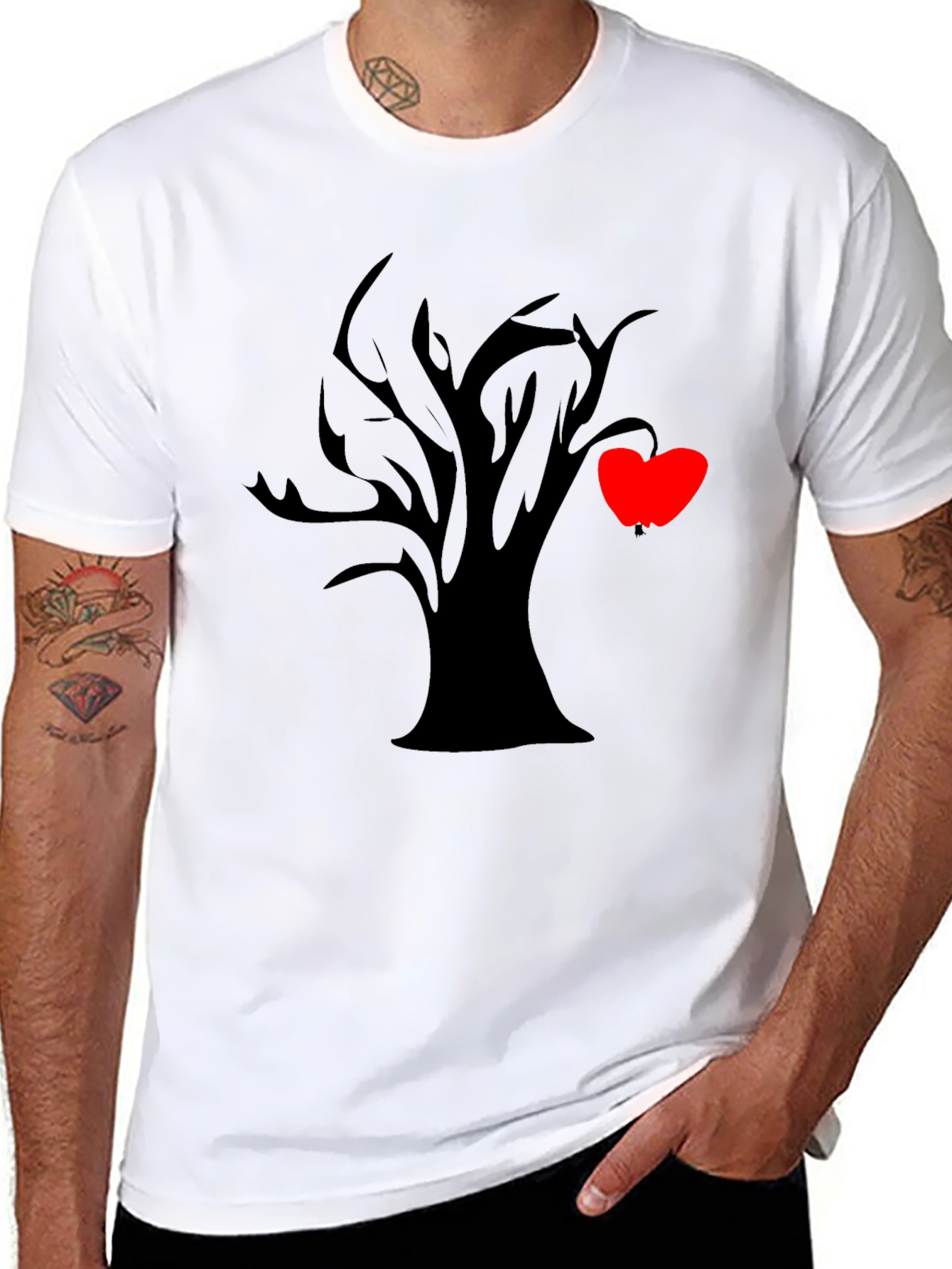 Tree of Hearts Graphic Black Tee - Unique Style