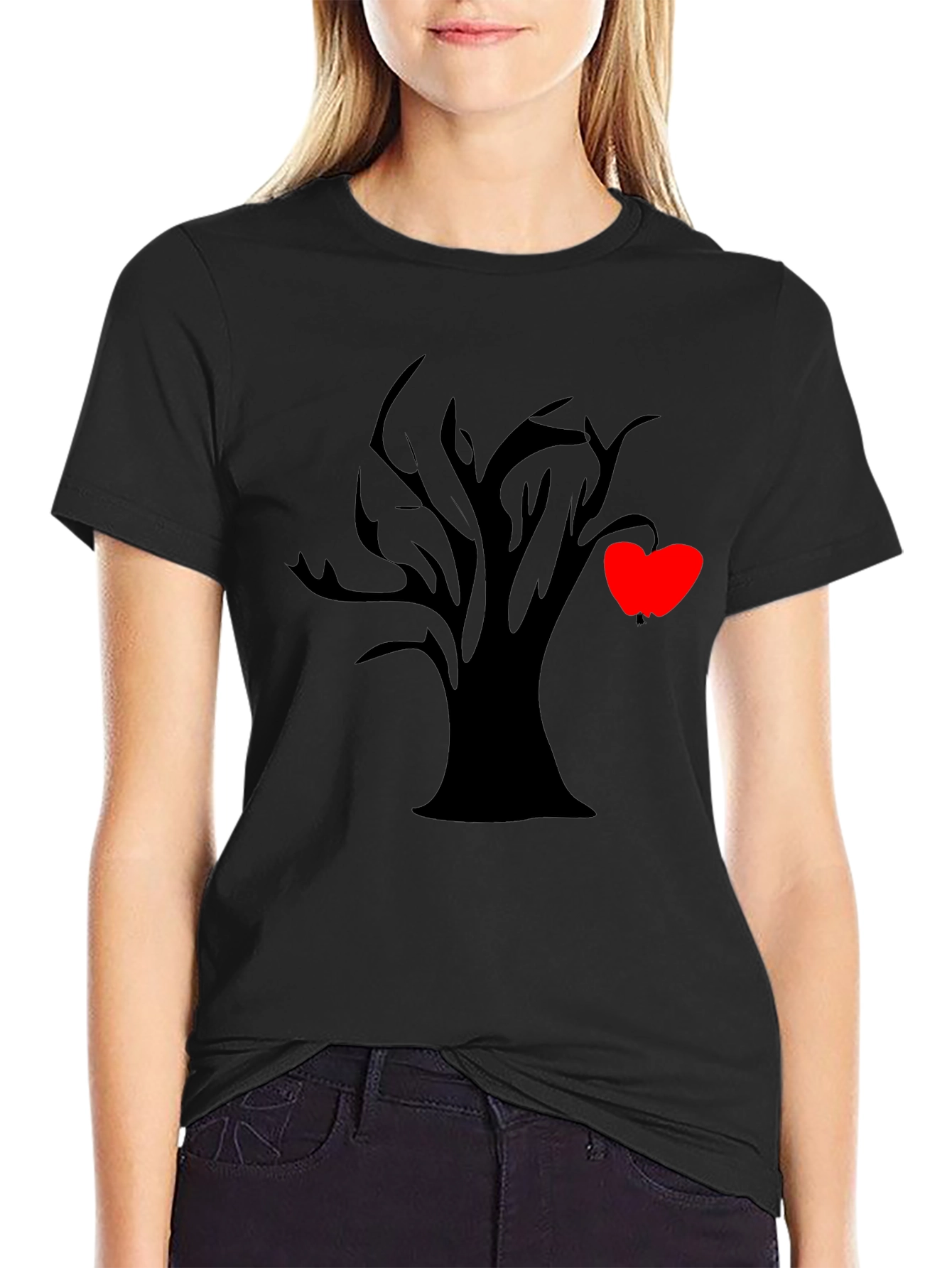 Tree of Hearts Graphic Black Tee - Unique Style