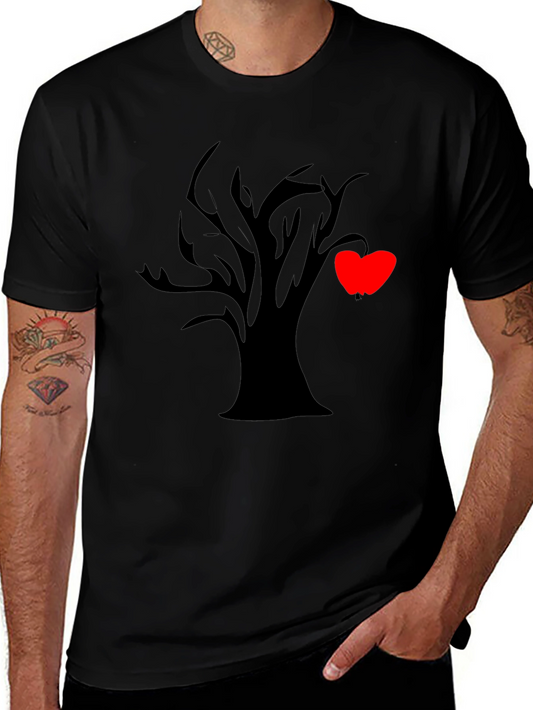 Tree of Hearts Graphic Black Tee - Unique Style
