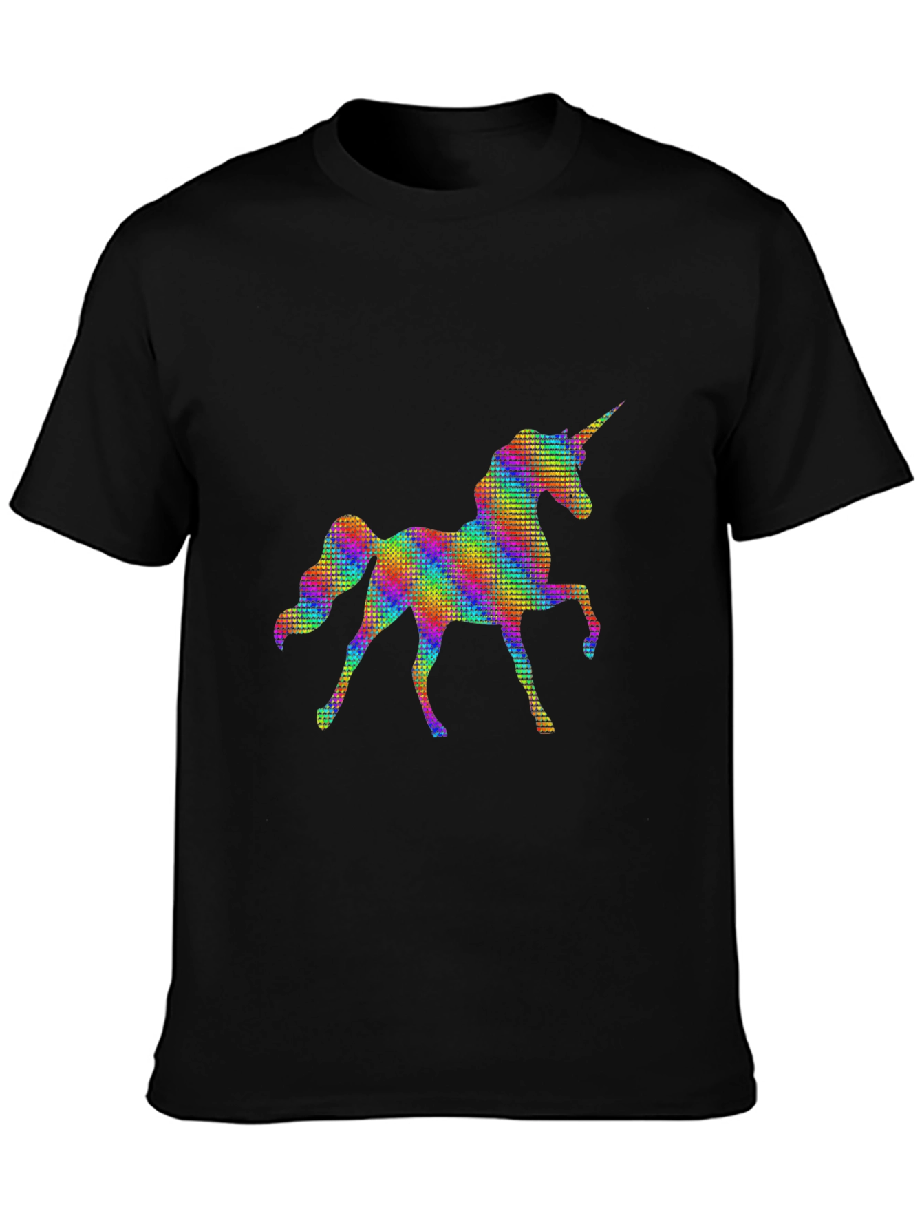 Rainbow Unicorn Graphic Black T-Shirt