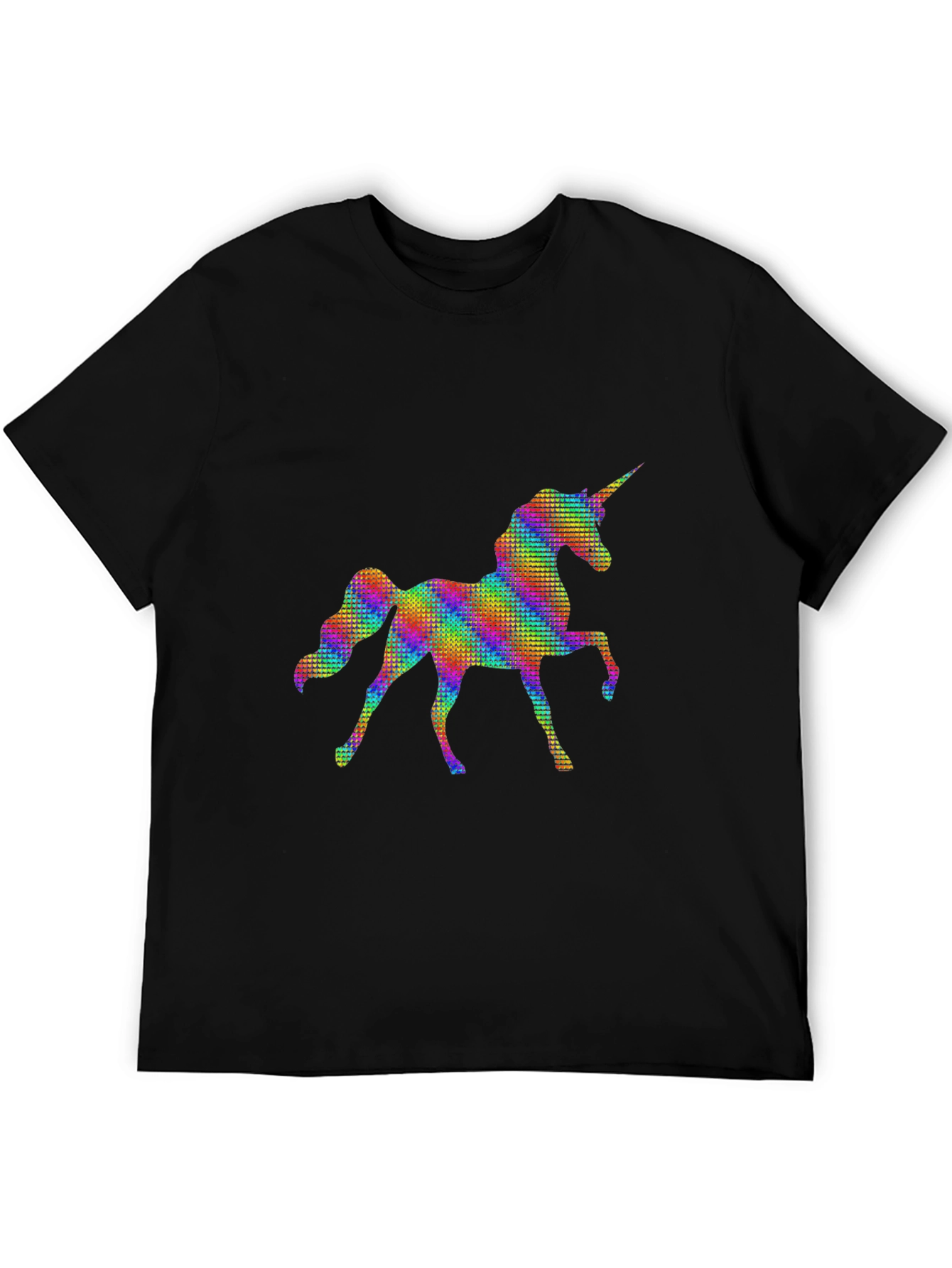 Rainbow Unicorn Graphic Black T-Shirt
