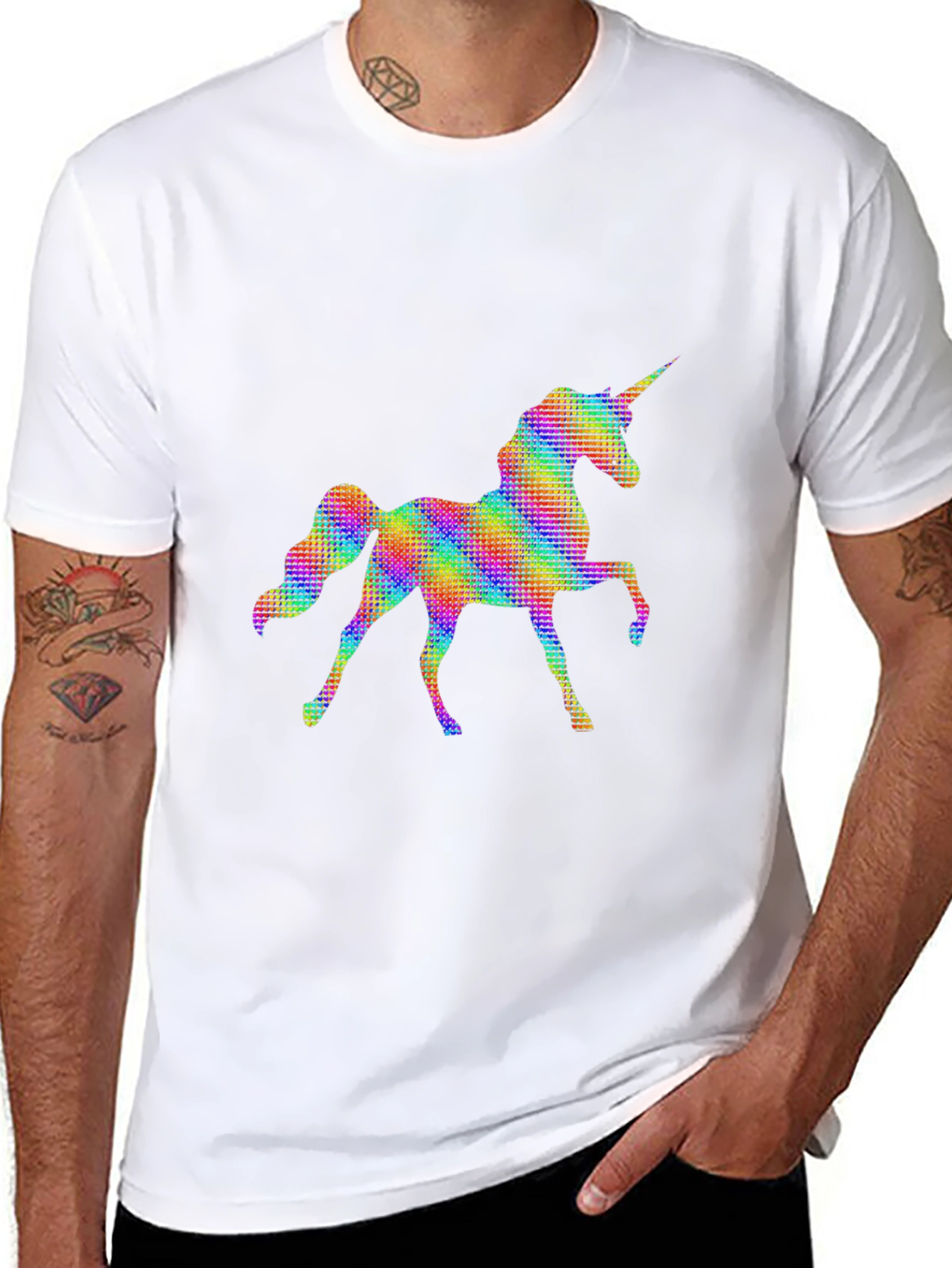 Rainbow Unicorn Graphic Black T-Shirt