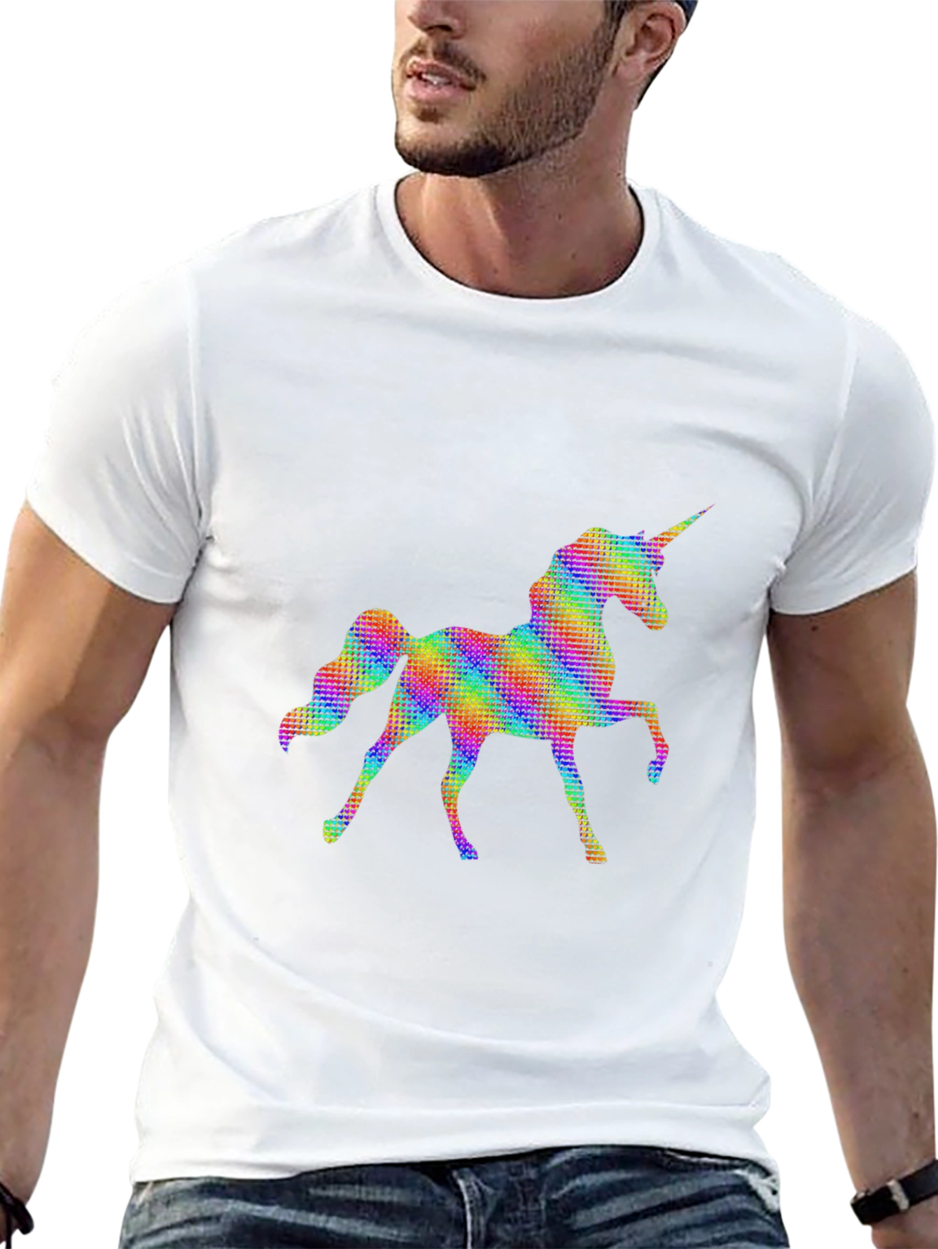 Rainbow Unicorn Graphic Black T-Shirt