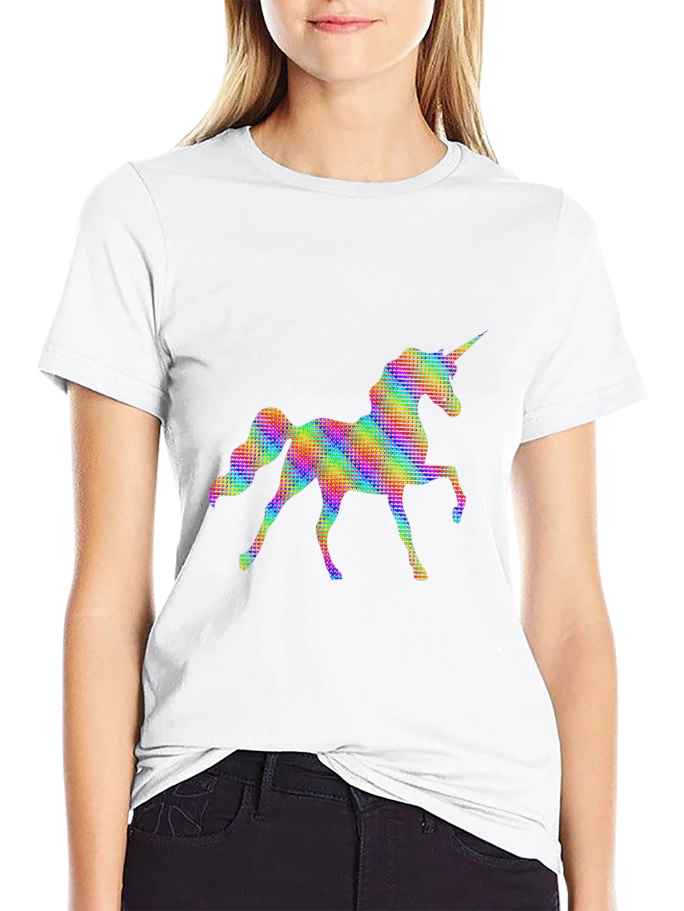 Rainbow Unicorn Graphic Black T-Shirt