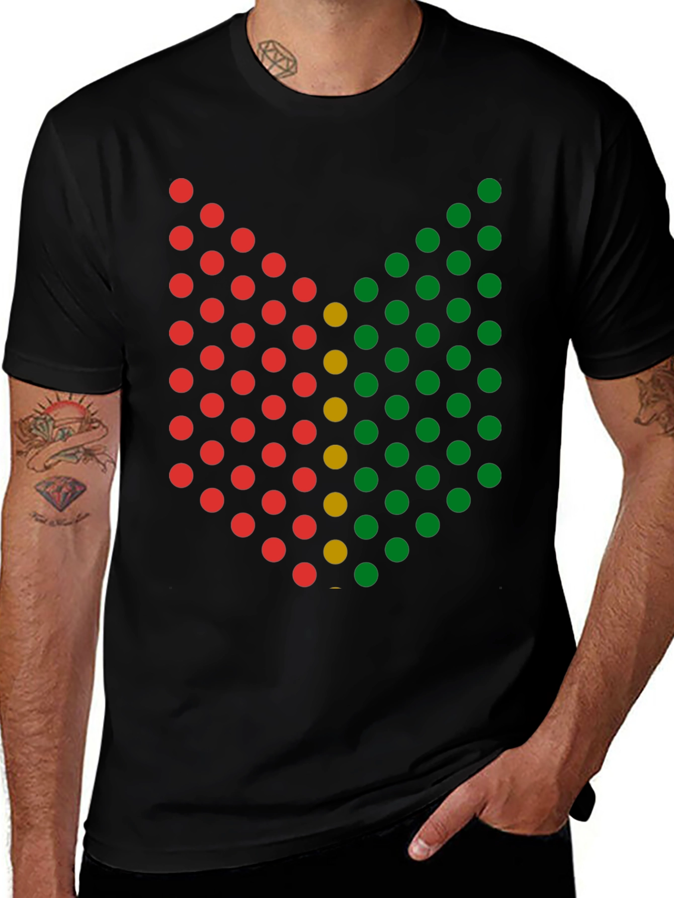 Abstract Dot Pattern Graphic Tee - Black