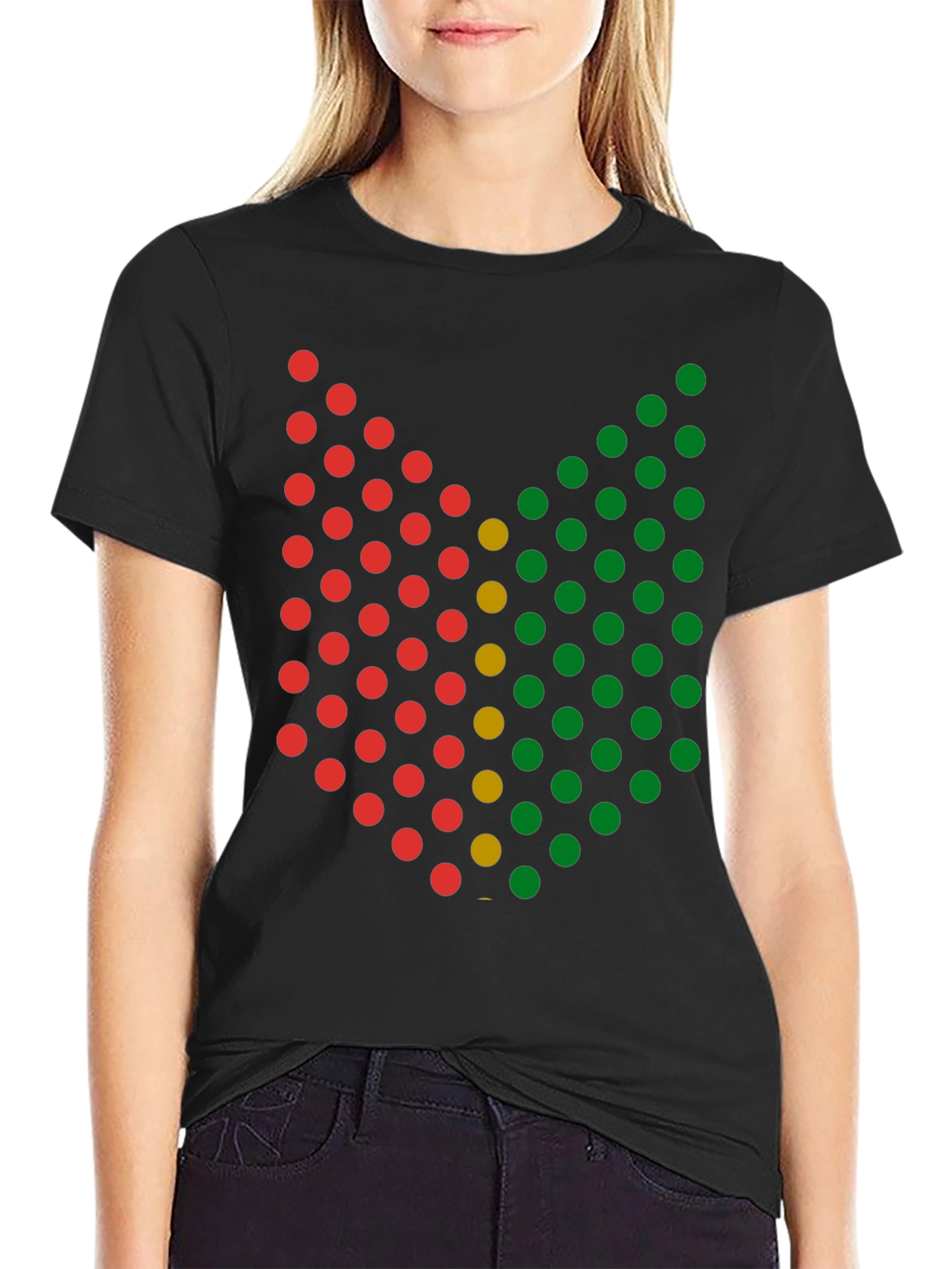 Abstract Dot Pattern Graphic Tee - Black