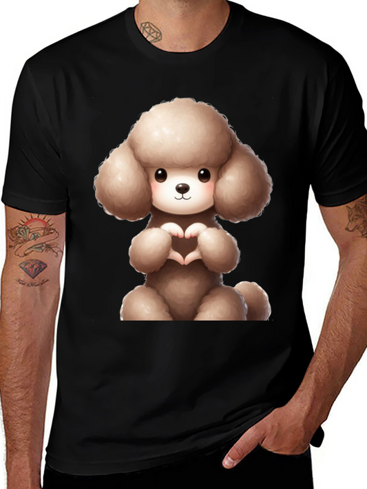 Cute Poodle Heart Hands Black T-Shirt
