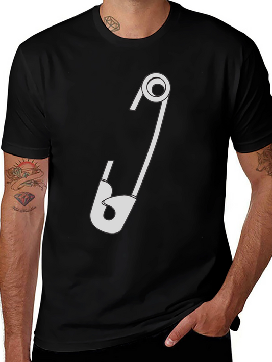 Safety Pin Graphic T-Shirt - Black Cotton Tee