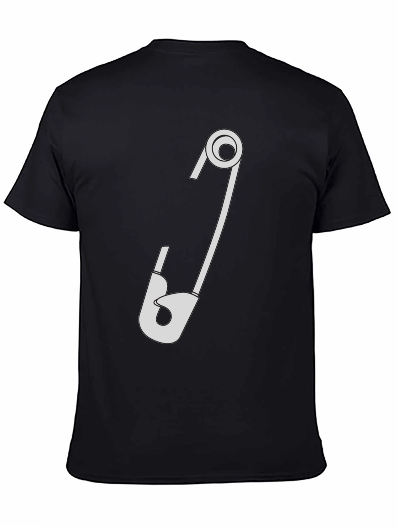 Safety Pin Graphic T-Shirt - Black Cotton Tee