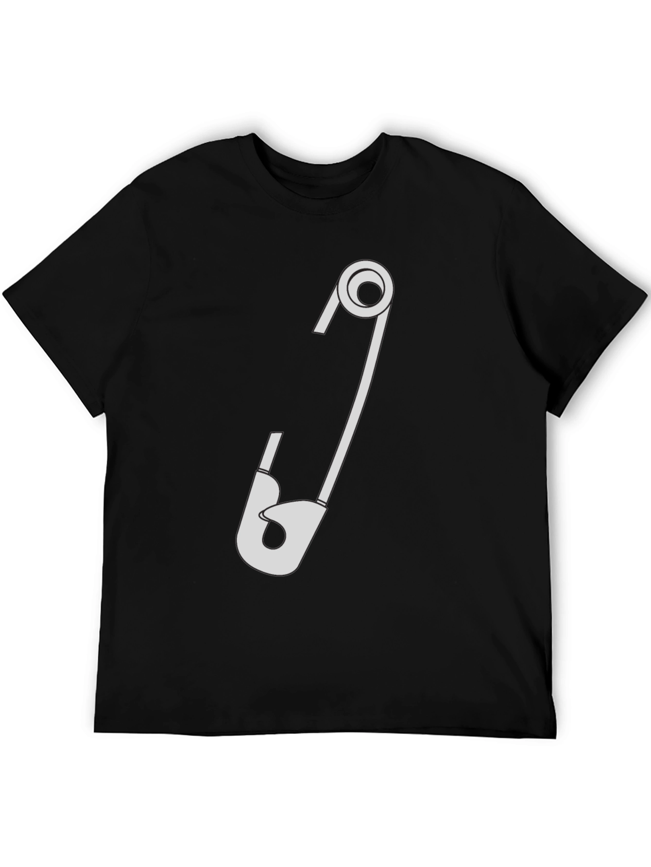 Safety Pin Graphic T-Shirt - Black Cotton Tee