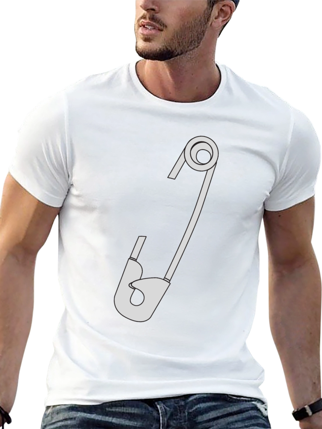 Safety Pin Graphic T-Shirt - Black Cotton Tee