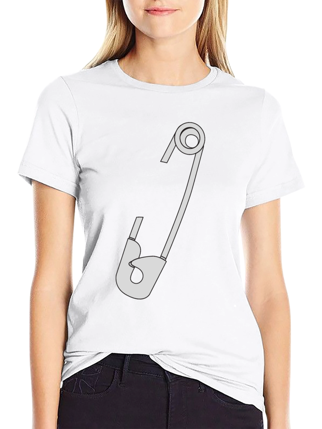 Safety Pin Graphic T-Shirt - Black Cotton Tee