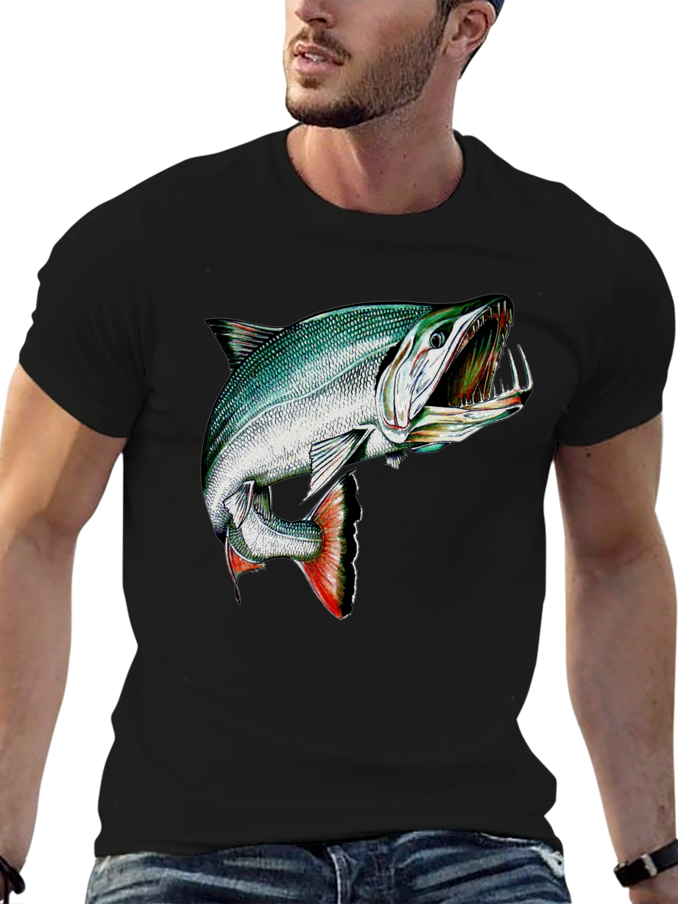 Black T-Shirt with Angler Fish Graphic