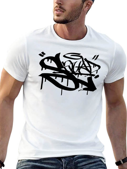 Black T-Shirt with Graffiti Graphic