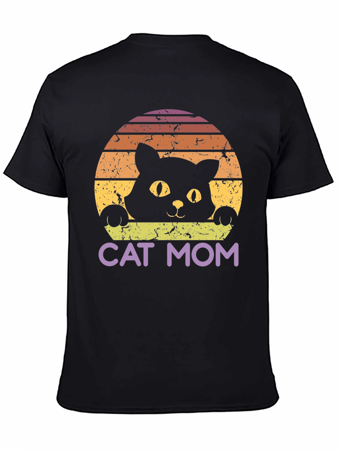 Cat Mom Retro Style Black T-Shirt