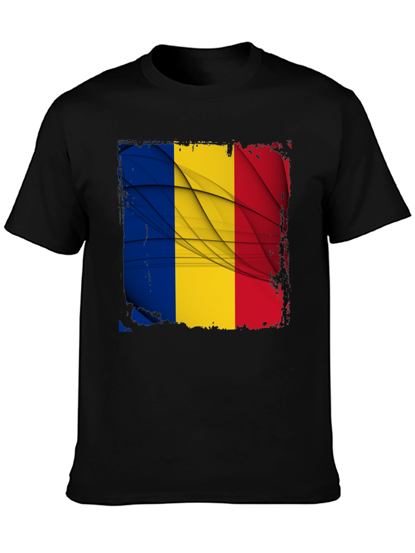 Romania Flag Graphic Tee - Black T-Shirt