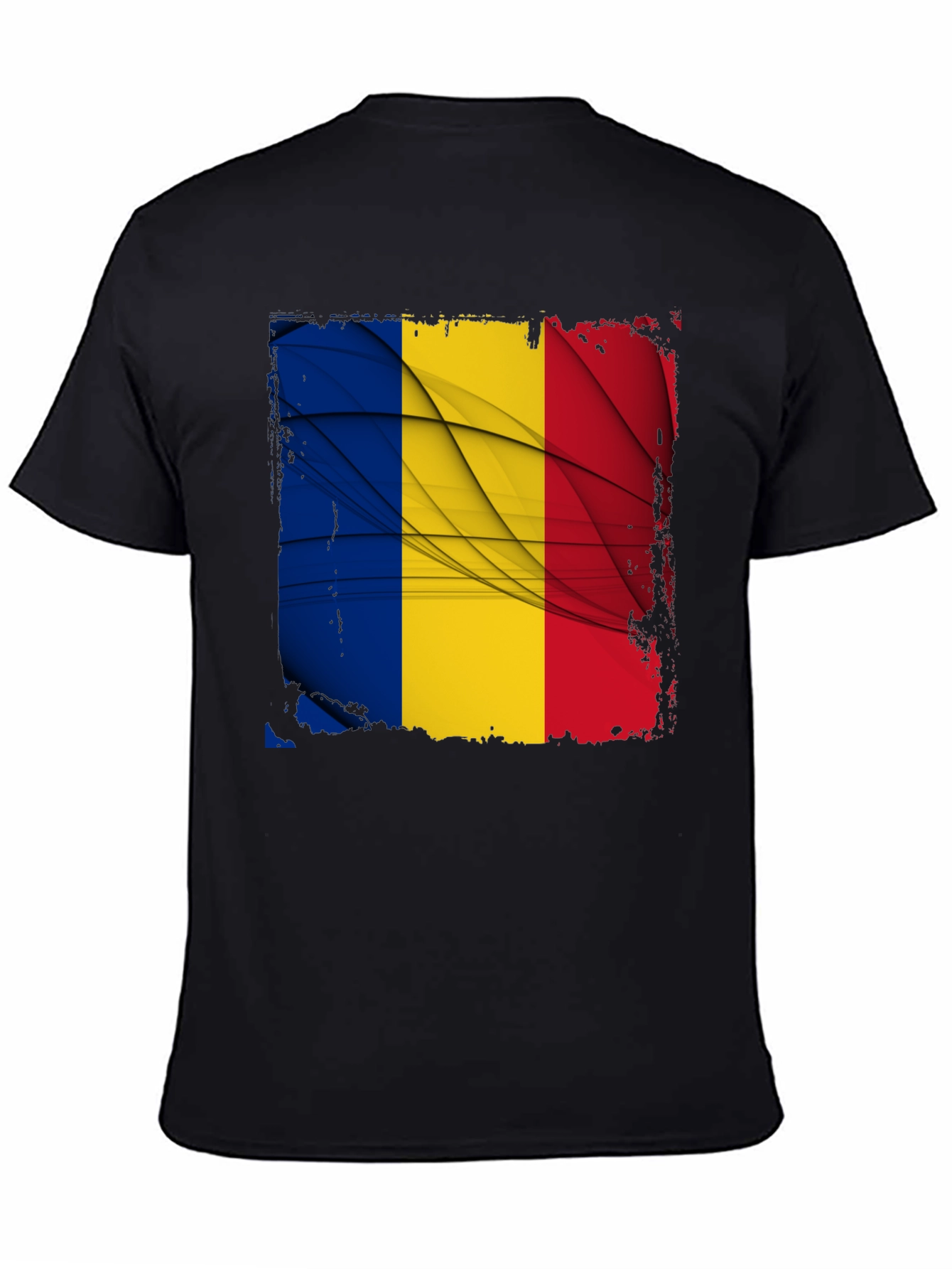 Romania Flag Graphic Tee - Black T-Shirt