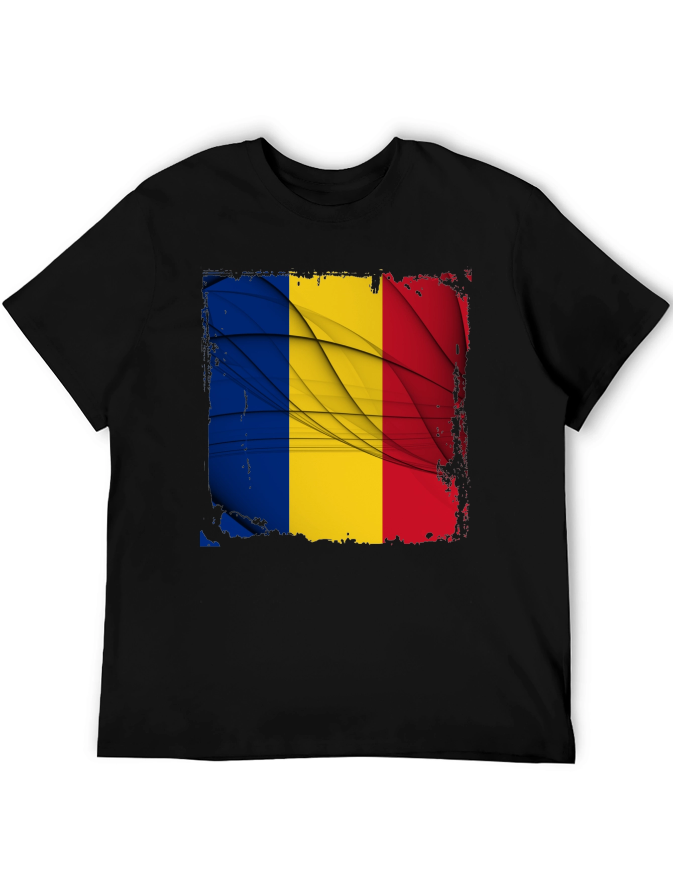 Romania Flag Graphic Tee - Black T-Shirt