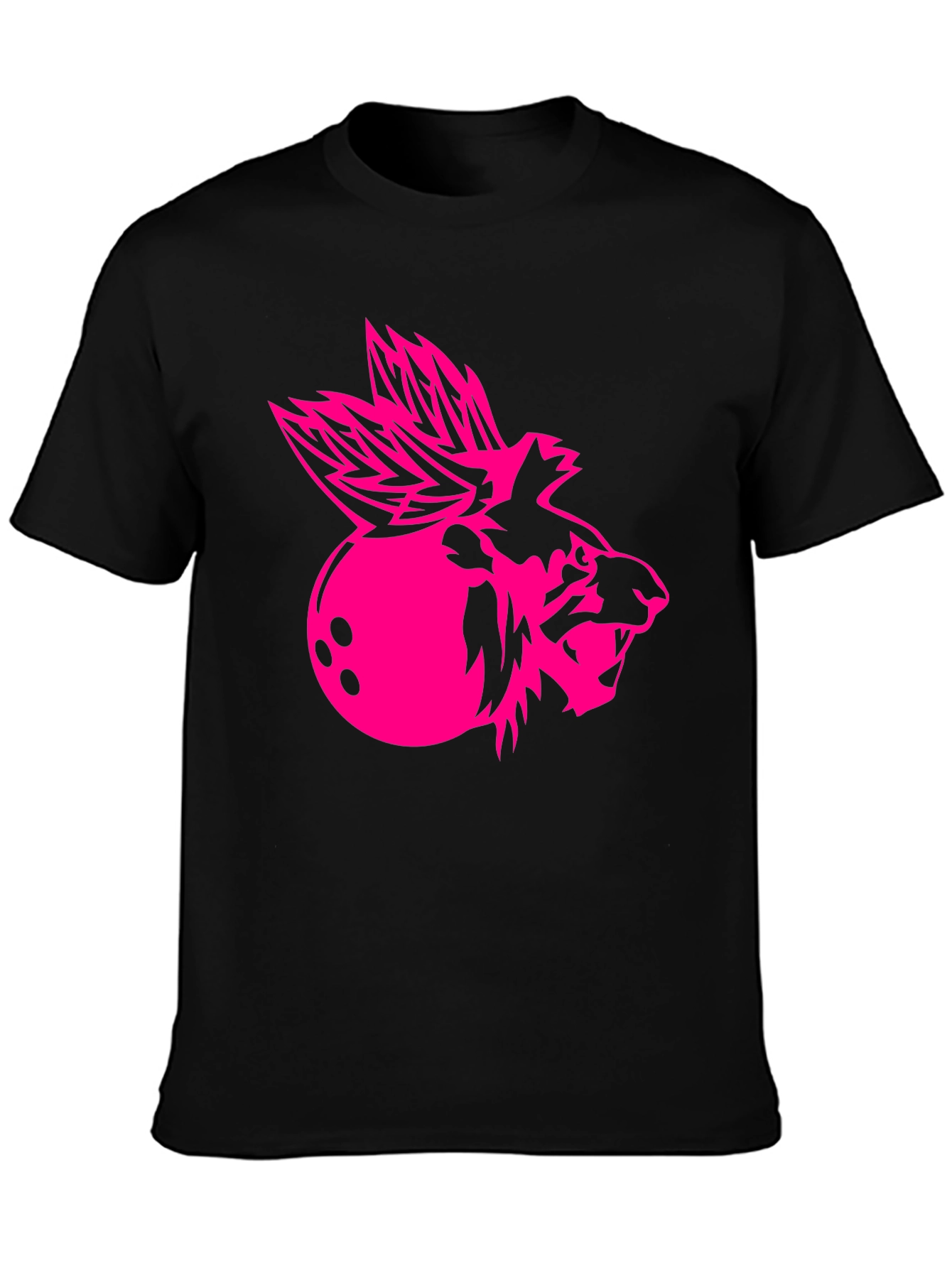 Cool Black Graphic Tee - Pink Bowling Lion