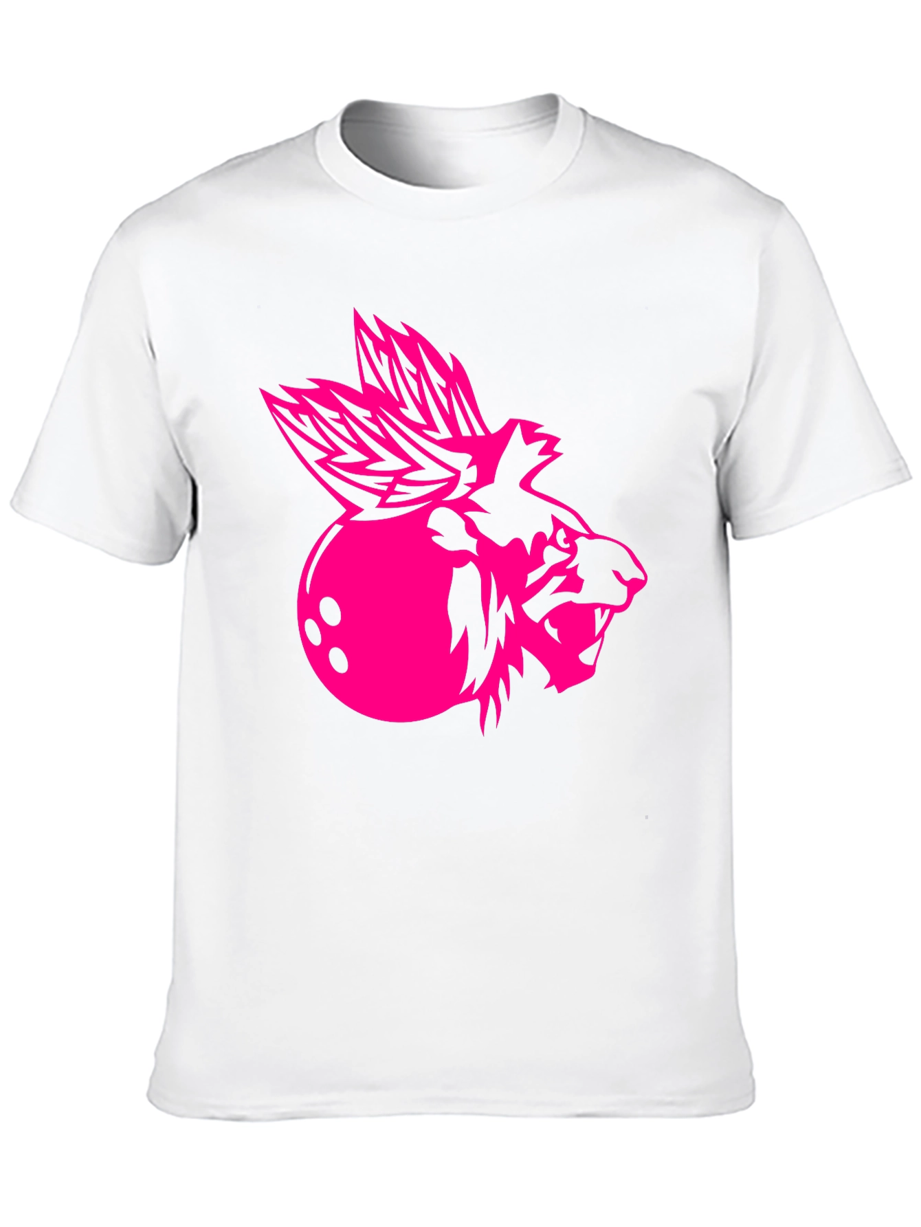 Cool Black Graphic Tee - Pink Bowling Lion