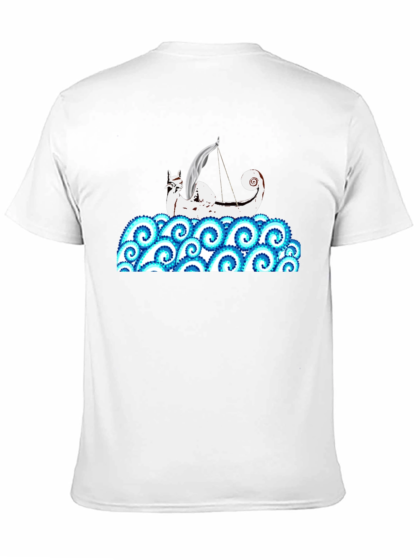 Viking Ship Kraken Wave T-Shirt - Black