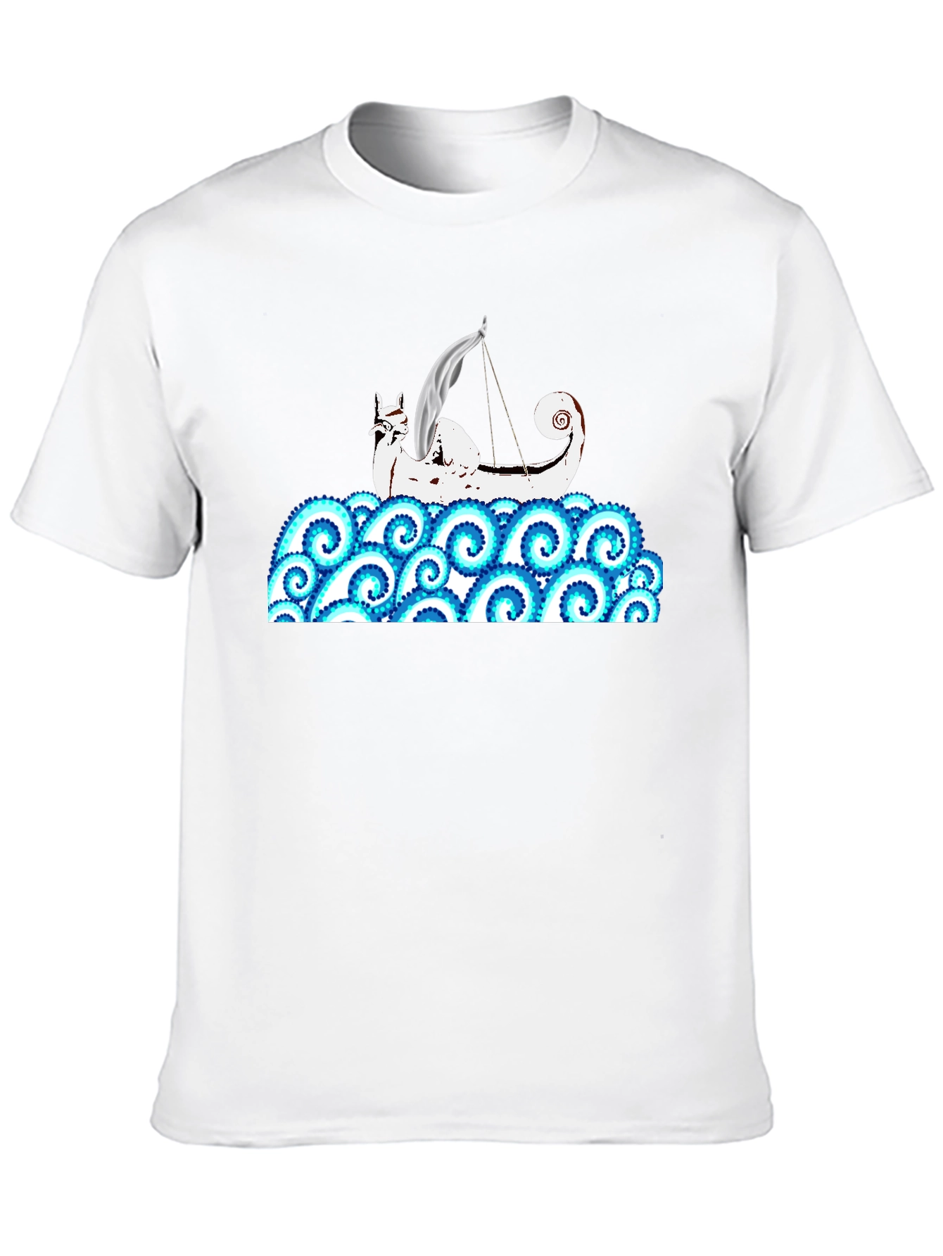 Viking Ship Kraken Wave T-Shirt - Black