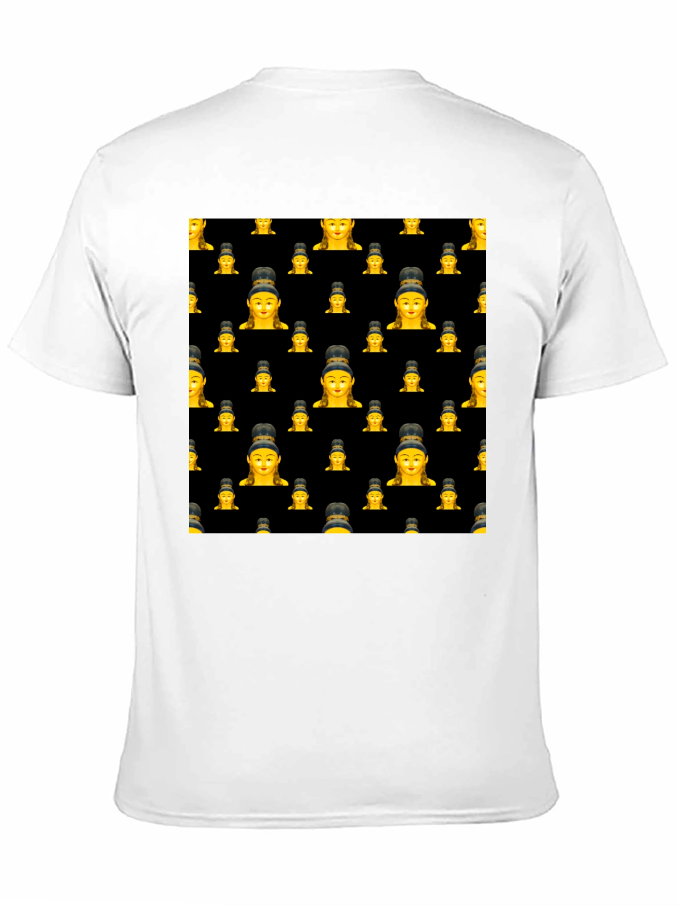 Buddha Emoji Pattern Black T-Shirt