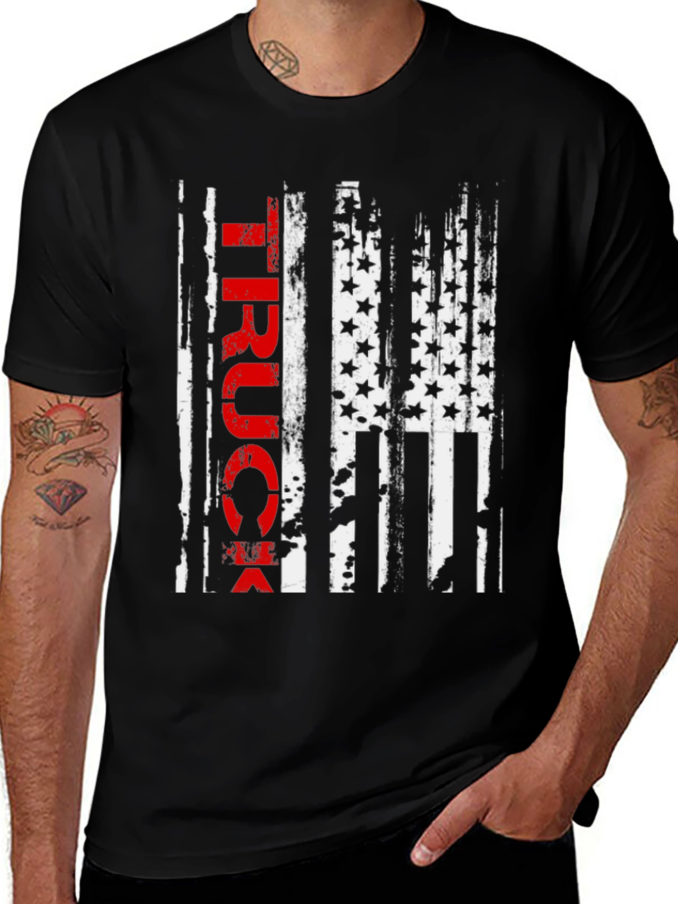 Truck American Flag Graphic Tee - Patriotic Style