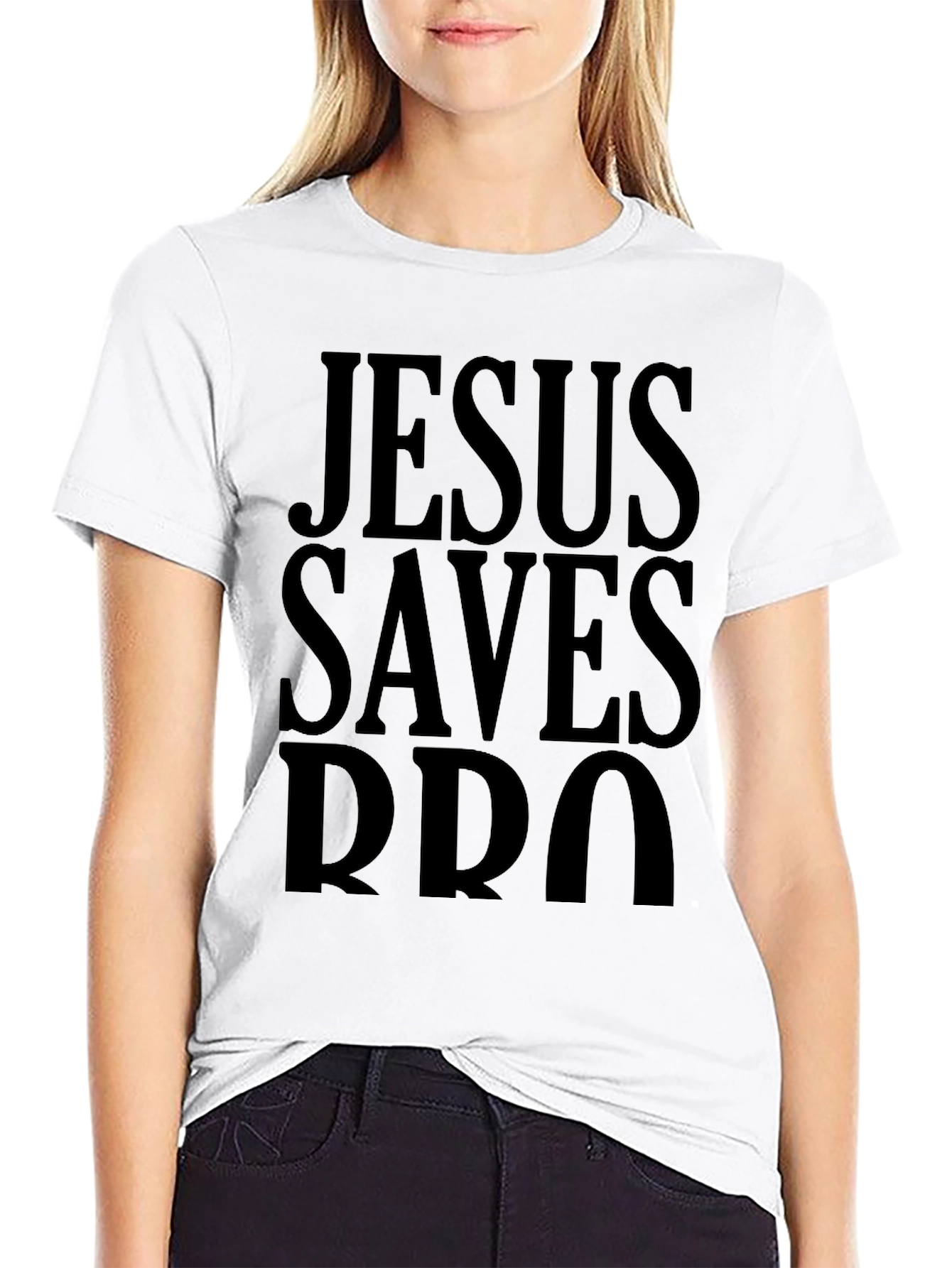 Jesus Saves Bro Black T-Shirt