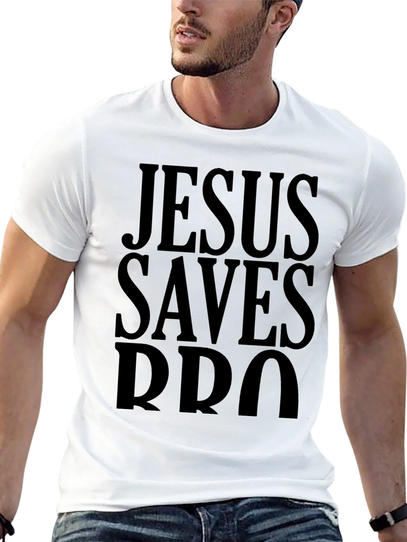 Jesus Saves Bro Black T-Shirt