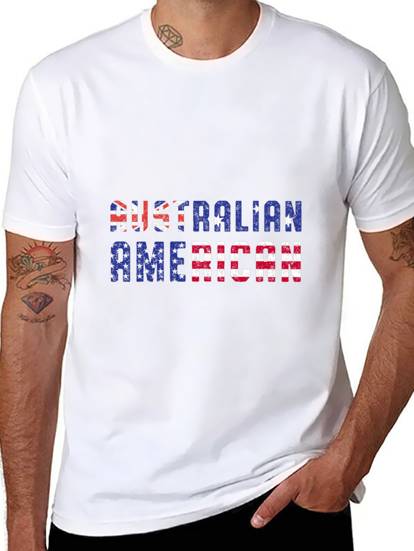 Australian American Flag Patriotic Graphic T-Shirt