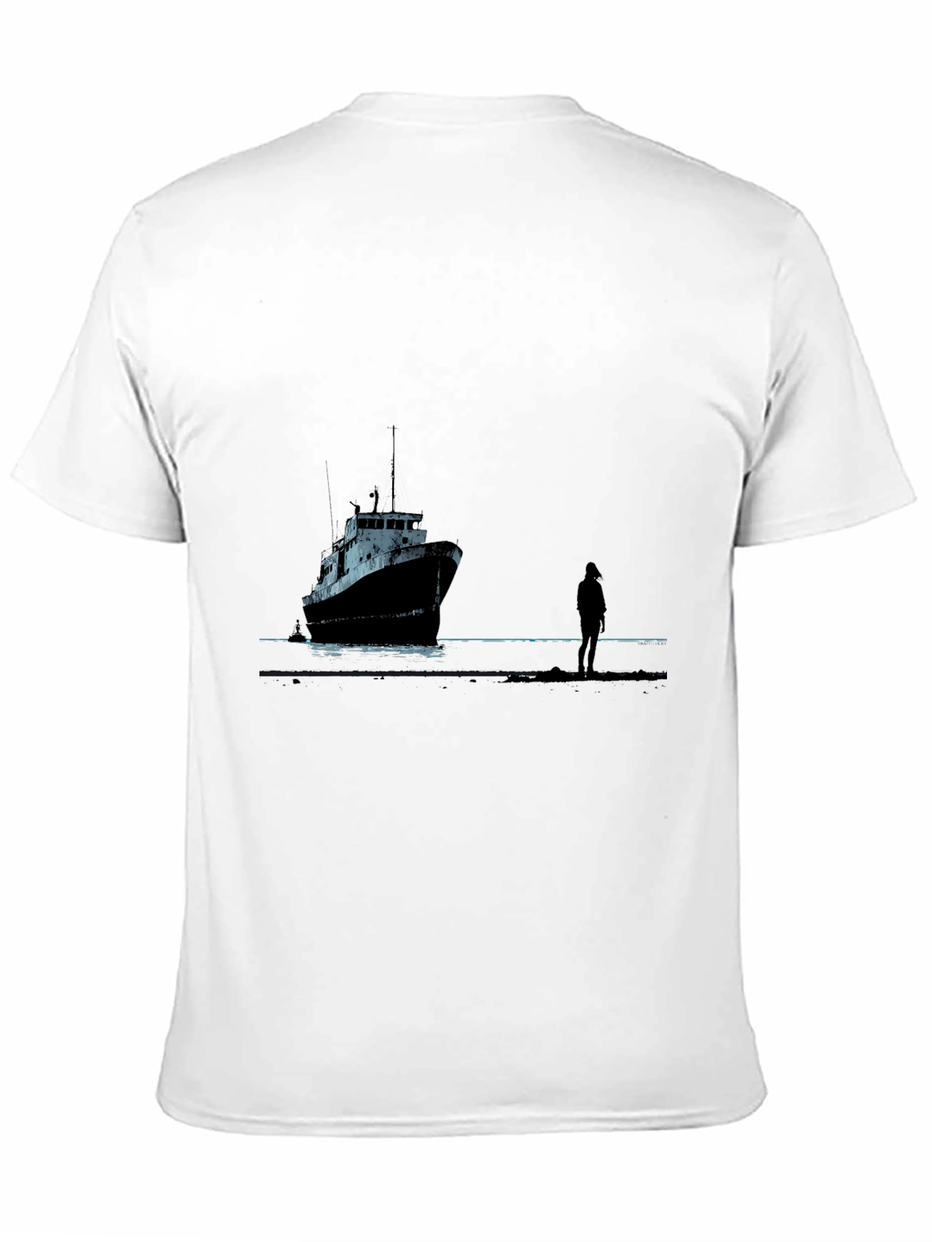 Ship Silhouette Graphic Black Tee