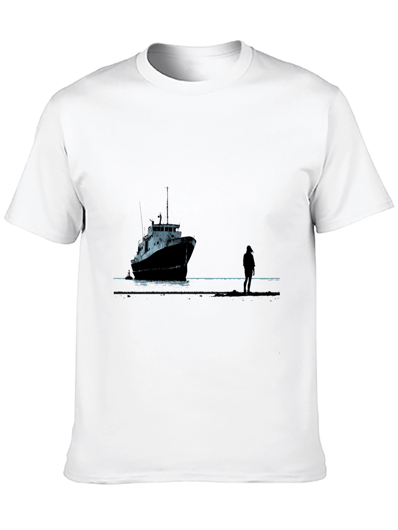 Ship Silhouette Graphic Black Tee