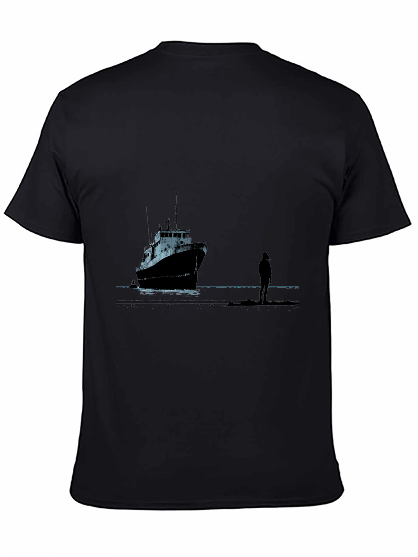 Ship Silhouette Graphic Black Tee