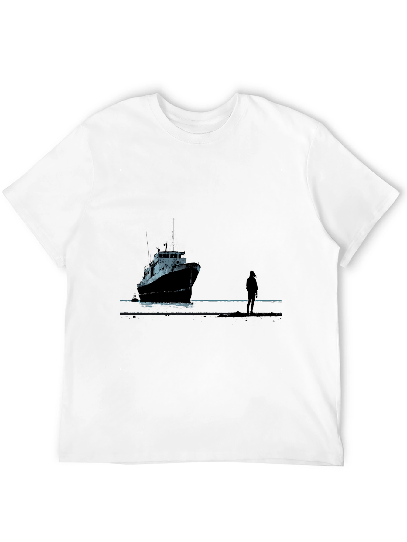 Ship Silhouette Graphic Black Tee