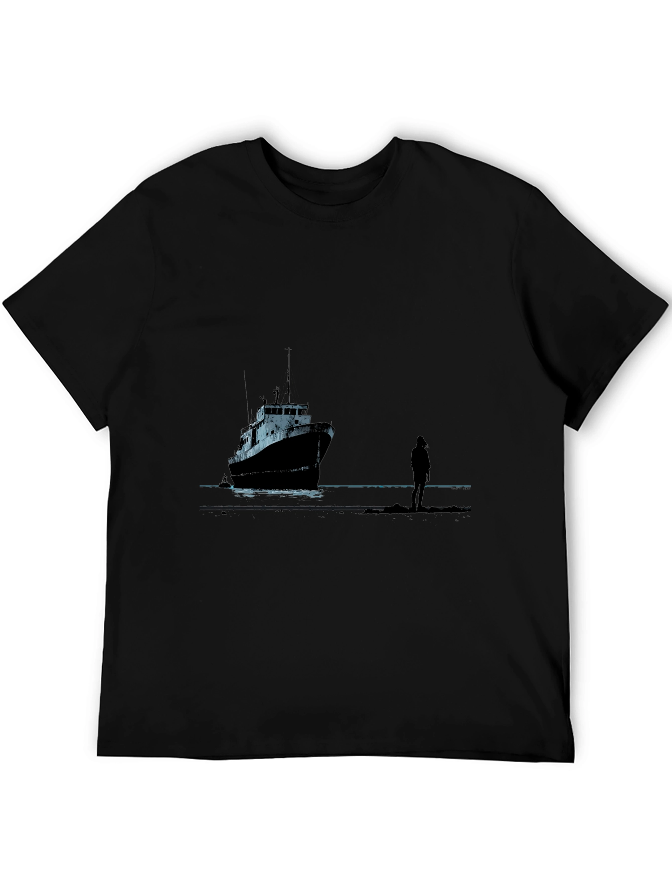 Ship Silhouette Graphic Black Tee