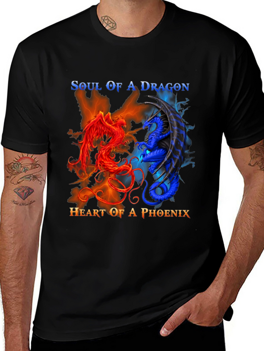 Soul of Dragon Heart of Phoenix Black T-Shirt