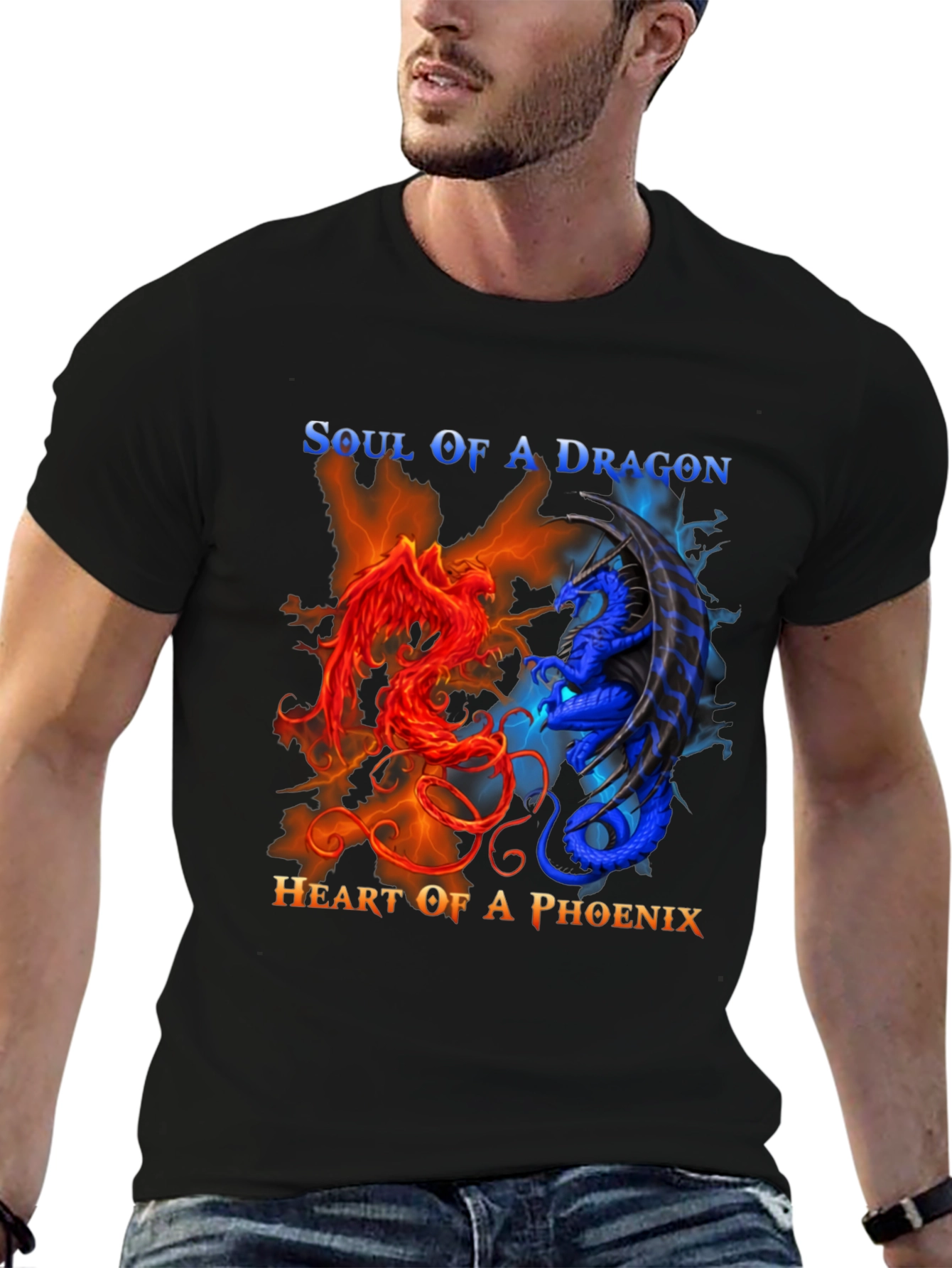 Soul of Dragon Heart of Phoenix Black T-Shirt