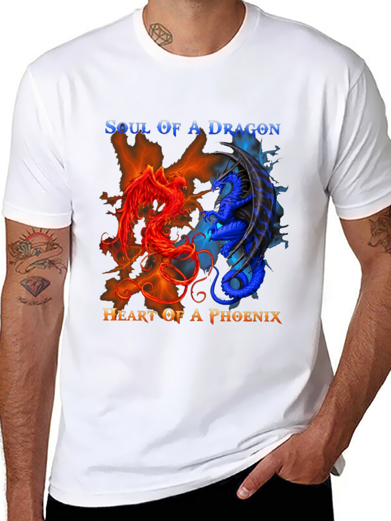Soul of Dragon Heart of Phoenix Black T-Shirt
