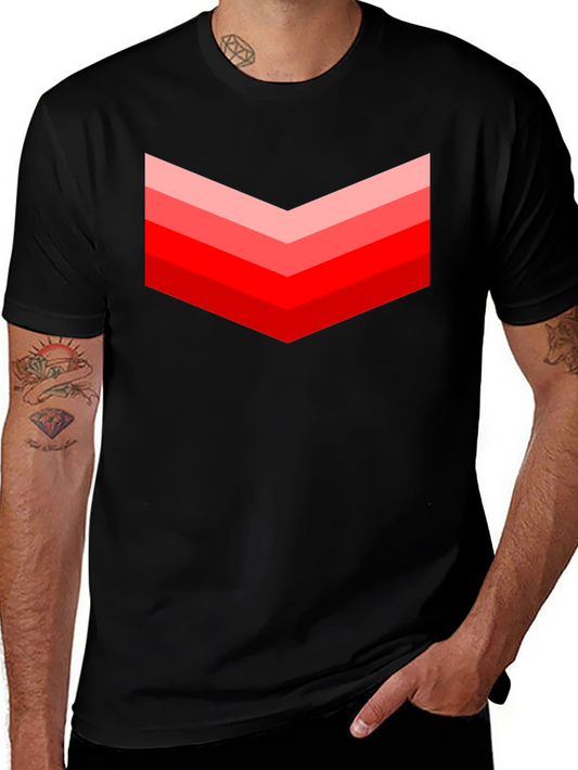 Red Chevron Graphic Black T-Shirt