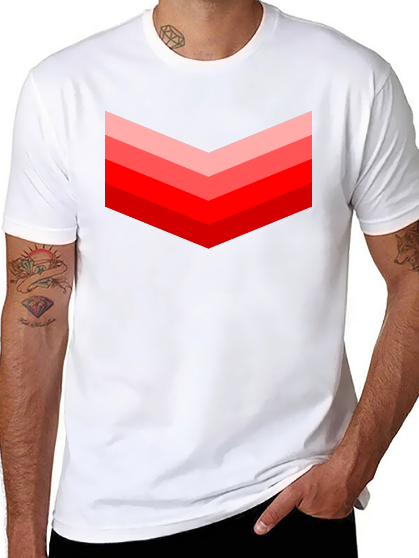 Red Chevron Graphic Black T-Shirt