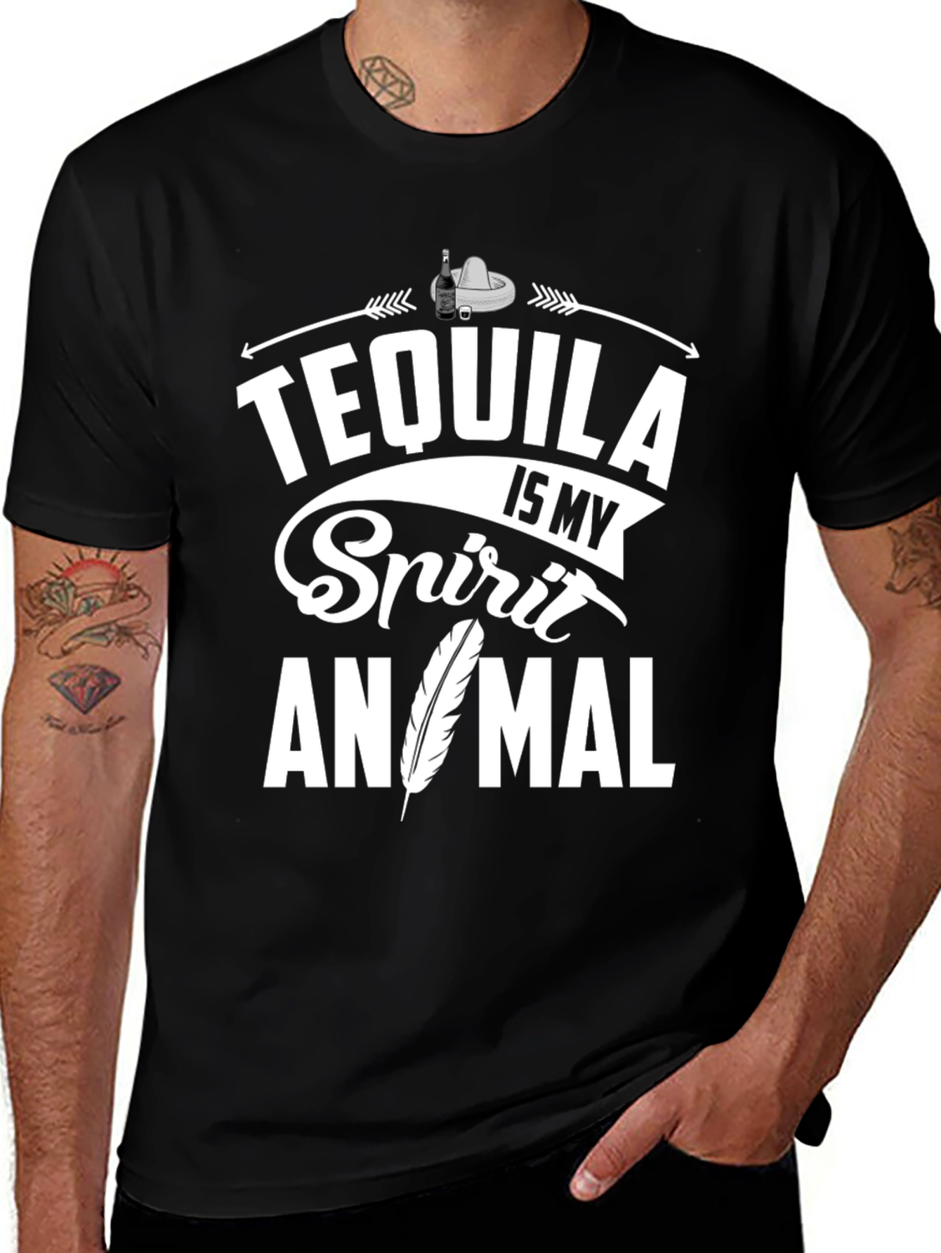 Tequila Is My Spirit Animal T-Shirt - Black