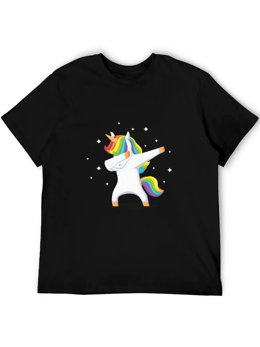 Dabbing Unicorn Graphic Tee - Black Cotton T-Shirt